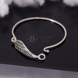  Kiềng Cánh Thiên Thần Oxy Hoá Đen Cá Tính - Black Angel Wing Silver Bangle 