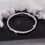  Kiềng Bạc 929 Cỏ 4 Lá Five Lucky Flowers Silver Bangle K340 