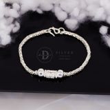  Thick Braid Pure Silver 999 Bracelets - Vòng Tay Bạc 999 Bi Bạc Và Ống Bạc Chữ Nhật 725VTT 