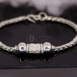  Thick Braid Pure Silver 999 Bracelets - Vòng Tay Bạc 999 Bi Bạc Và Ống Bạc Chữ Nhật 725VTT 