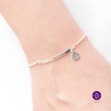  The Bar Flat Full Moon Silver Bracelet Vòng Tay Bạc 925 Thanh Bạc Tag Tròn (Dây Bi) - 717VTT 