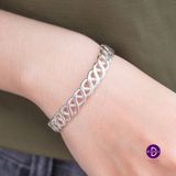  Kiềng Bạc Cá Tính Kiều Bản Nút Thắt - Silver Twisted Bracelet - K107 