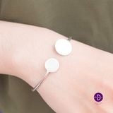  Kiềng Bạc Cá Tính 2 Mặt Tròn Trơn Đơn Giản - Fullmoon Circle Silver Bangle - K129 