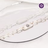  Vòng Tay Bạc 925 Bản Khắc Chữ Dây Xích Dày -  Bill Big Tag Oval Chain Bracelet 801VTT 