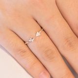  Nhẫn Ngón Út Bạc 925 Hình Tam Giác - Crossing Triangle Pinky Ring (1 Đá 1 Trơn) 2114NH 