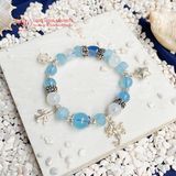  Vòng Đá Aquamarine & Kyanite Phối Charm Bạc 925 