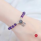  Vòng Thạch anh tím phối charm Dreamcatcher 