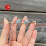  Kiềng Đá Hắc Nguyệt Quang - Labradorite -  Love Line Double Gem Stones Silver Bangle SB006 