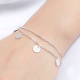  Vòng Tay Bạc 925 Kiểu Dây Đôi Hình Tròn Dẹp Rơi - Falling Moon Circle 1012VTT 