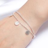  Vòng Tay Bạc 925 Kiểu Dây Đôi Hình Tròn Dẹp Rơi - Falling Moon Circle 1012VTT 