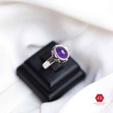  Oval Amethyst Stone Silver Ring - Nhẫn Bạc 925 Đá Thạch Anh Tím 082SR 