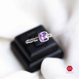  Amethyst Square Stone Braid Line Silver Ring - Nhẫn Bạc 925 đá Thạch Anh Tím - 058SR 