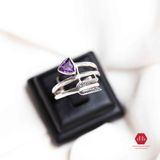  Amethyst Gemstone Arrow Silver Ring - Nhẫn đá Thạch Anh Tím Kiểu Mũi Tên 078SR 