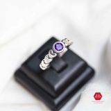  Amethyst Heart Line Silver Ring - Nhẫn Bạc 925 Đá Thạch Anh Tím 002SR 