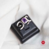  Amethyst Rectangle Stone Silver Ring - Nhẫn Bạc 925 Đá Amethyst Chữ Nhật 241SR 