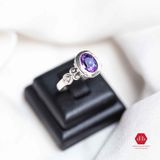  Amethyst Oval Stone Silver Ring - Nhẫn đá Thạch Anh Tím - 243SR 