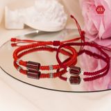  Vòng Thắt Dây Handmade Đá Lu Thống Garnet Đỏ - Vòng Thắt Couple Đá Phong Thủy 