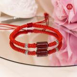  Vòng Thắt Dây Handmade Đá Lu Thống Garnet Đỏ - Vòng Thắt Couple Đá Phong Thủy 