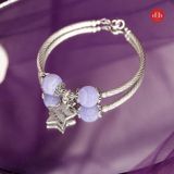  Đá Mã Não Agate - Vòng Đá Phong Thủy Phối 2 Viên Đá & Charm Bạc 925 Ngôi Sao 