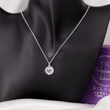  Heart Big fullmoon Tag Necklace Silver - Dây Chuyền Bạc 925 Mặt Hình Tròn Chi Tiết Trái Tim Đính Đá - Dây Chuyền Valentine - Ddreamer796DCH 