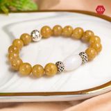  Vòng Đá Phong Thủy - Đá Lu Thống Moonstone Kết Hợp Đá Thạch Anh Tóc Vàng & Charm Bạc 925 