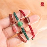  Vòng Dây Thắt Handmade Đá Lu Thống Chiêu Tài Lộc Mix Charm Bạc 925 - Vòng Đá Phong Thủy 