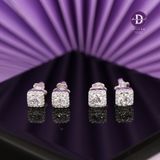  Hoa Tai Premium Bạc 925 Ô Vuông Đá Cz 6Li Square Button Diamond 