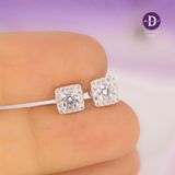  Hoa Tai Premium Bạc 925 Ô Vuông Đá Cz 6Li Square Button Diamond 