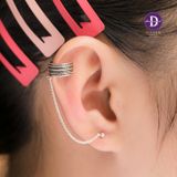  Hoa Tai Bạc 925 Phối Kiểu Kẹp Vành Tai -  Earcuff String Rice 3 Chain 1693EE 