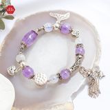  Vòng Đá Phong Thủy - Lu Thống Thạch Anh Tím & Moon Phối Charm Bạc 925 