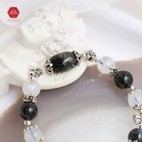  Vòng Đá Phong Thủy - Lu Thống Thạch Anh Tóc Đen & Moon Phối Charm Bạc 925 