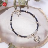  Vòng Đá Phong Thủy - Đá Sapphire & Moon Stone Phối Charm Bạc Tiên Cá & Sao Biển 