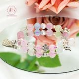  Vòng Đá Phong Thủy - Lu ThốngThạch Anh Hồng & Đá Beryl Aquamarine & Phối Charm Bạc 925 