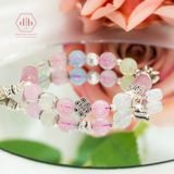  Vòng Đá Phong Thủy - Lu ThốngThạch Anh Hồng & Đá Beryl Aquamarine & Phối Charm Bạc 925 