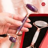  Cây Lăn Massage Đá Thiên Nhiên - Đá Thạch Anh Tím - Facial Roller - Amethyst 