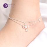  Lắc Chân Bạc 925 - Lắc Chân Heart Sparkling Infinity Falling Star - Star & Round Stone Silver Anklet - 498LCH 