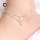  Lắc Chân Bạc 925 - Lắc Chân Heart Sparkling Infinity Falling Star - Star & Round Stone Silver Anklet - 498LCH 