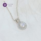  Mặt Dây Chuyền Đính Full Đá Moissanite Ổ Hoa Khoen 2 Line Đá - Đá Chủ 7.0li - Mặt Dây Chuyền Bạc 925 Premium - Moissanite 6.5mm Sterling Silver MMDC001 