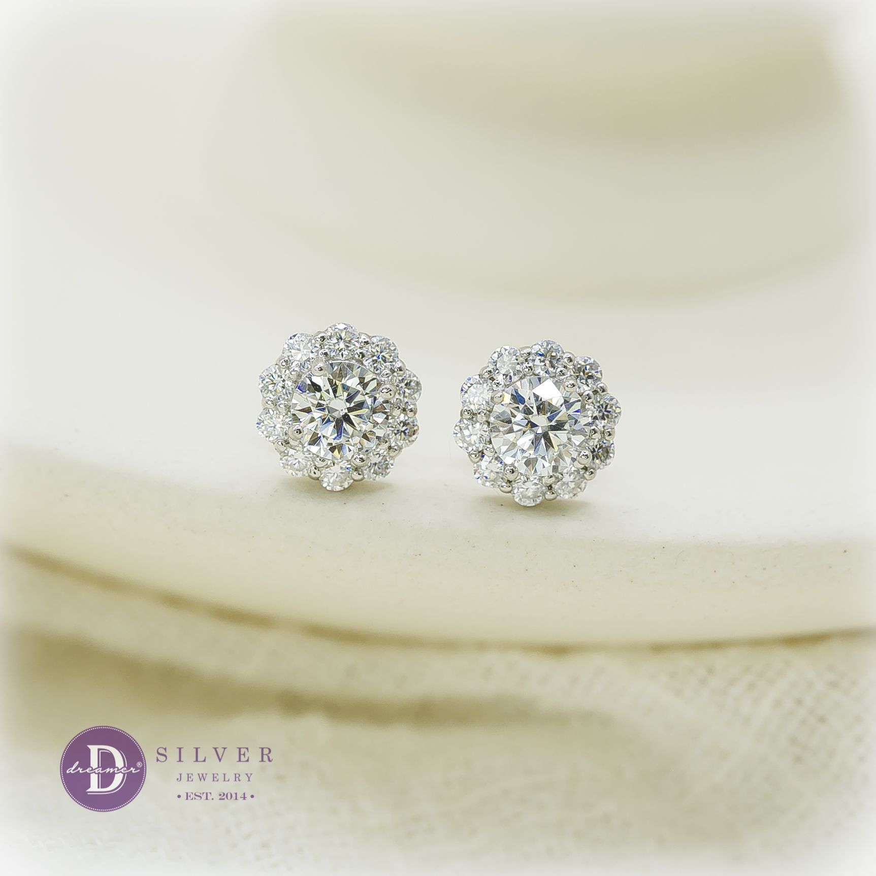 B ng Tai Ki u Hoa nh Moissanite 5li Luxury Hoa Tai B c 925 Premium Moissanite 5.0mm Sterling Silver Flower Earrings MBT001