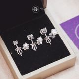  Bông Tai Đá Moissanite Kiểu 4 Chấu Chuôi Vặn Bạc 950 Xi Vàng Trắng Cao Cấp - Moissanite Silver Earrings MBT010 - MBT011 - MBT012 