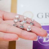  Bông Tai Đá Moissanite Kiểu 4 Chấu Chuôi Vặn Bạc 950 Xi Vàng Trắng Cao Cấp - Moissanite Silver Earrings MBT010 - MBT011 - MBT012 