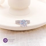  Nhẫn Premium Đá Moissanite 9li 4 Chấu - Đai 2 Line Đá 1.8li - Nhẫn Bạc 925 Cao Cấp Đính Moissanite Sterling Silver Ring - MR022 