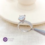  Nhẫn Premium Đá Moissanite 9li 4 Chấu - Đai 2 Line Đá 1.8li - Nhẫn Bạc 925 Cao Cấp Đính Moissanite Sterling Silver Ring - MR022 