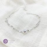  Big Silver Ball Sterling Silver Bracelet - Vòng Tay Bạc 925 2 Dây Mì Bi Bạc & Bi Lớn 647VTT 