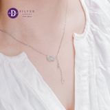  Dây Chuyền Nữ Lá Đính Đá - Dây Chuyền Bạc 925- Double Sparkling Leaf & 2 Falling Teardrop Stones - Silver 925 Ddreamer Jewelry 348DCH 