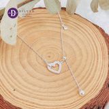  Dây Chuyền Trái Tim Đính Đá Điều Chỉnh Ngắn Dài Theo Ý - Dây Chuyền Trái Tim Bạc 925 - Heart Silver Necklace 1141DCH 