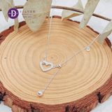  Dây Chuyền Trái Tim Đính Đá Điều Chỉnh Ngắn Dài Theo Ý - Dây Chuyền Trái Tim Bạc 925 - Heart Silver Necklace 1141DCH 