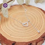  Dây Chuyền Trái Tim Đính Đá Điều Chỉnh Ngắn Dài Theo Ý - Dây Chuyền Trái Tim Bạc 925 - Heart Silver Necklace 1141DCH 