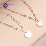  Silver Necklace Mother Of Pearl Heart - Dây Chuyền Bạc 925 Cao Cấp Trái Tim Xà Cừ Trắng Kiểu Dây Xích Đính 2 Viên Đá CZ Ddreamer 1184DCH 