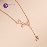  Silver Necklace 4 Flying Hearts - Dây Chuyền Bạc 925 Cao Cấp  4 Trái Tim Đính Đá  Ddreamer 118́̃7DCH 